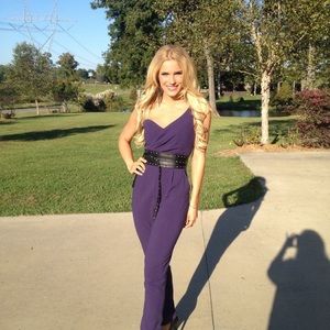 ASOS purple one shoulder jumpsuit